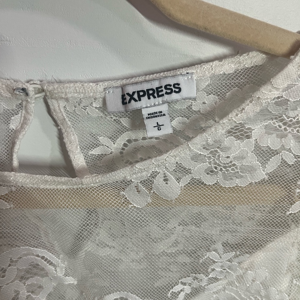 Express Ivory Floral Lace Blouse